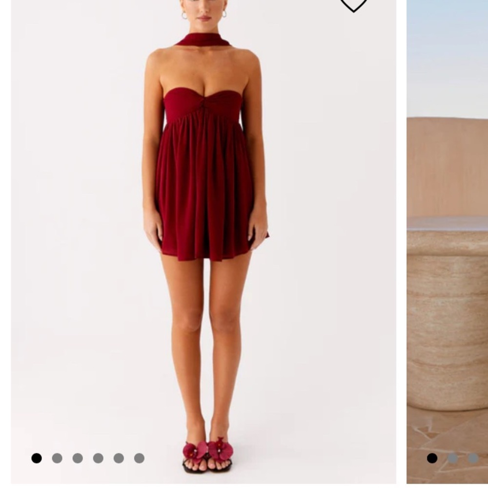 Peppermayo Burgundy Strapless Mini Dress